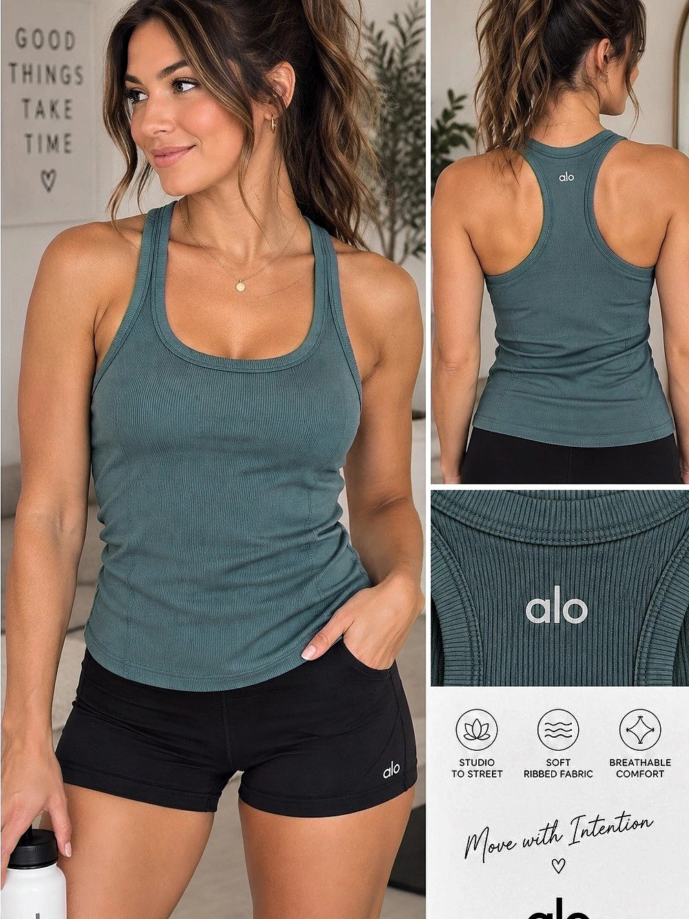Alo Yoga Ribbed Alosoft Peak Tank Medium